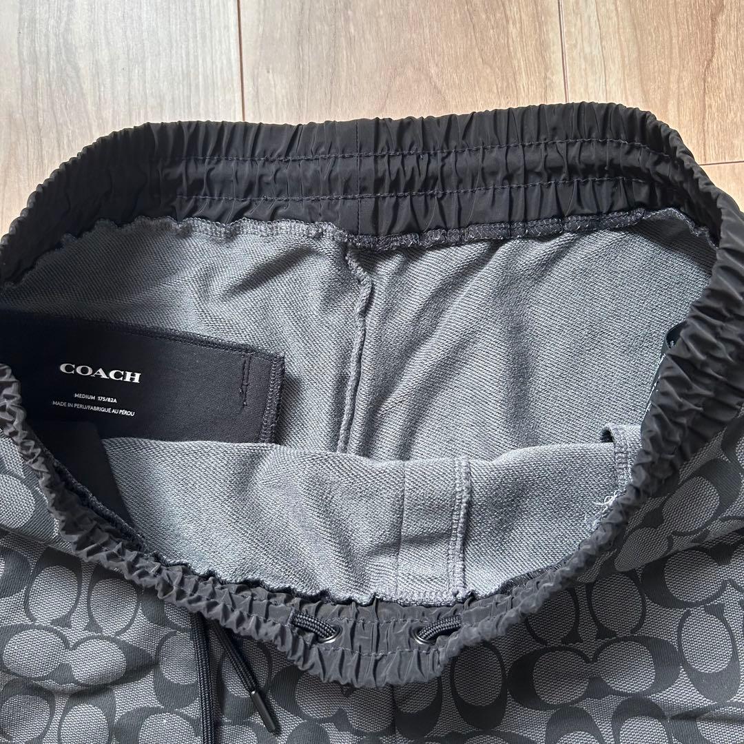 美品　コーチ　coach メンズ　ハーフパンツ　短パンショーツ　総柄　M 黒