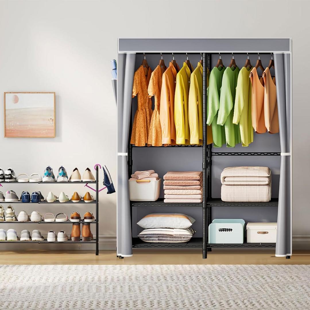 ワードローブ カバー付き ハンガーラック 頑丈 高さ176cm