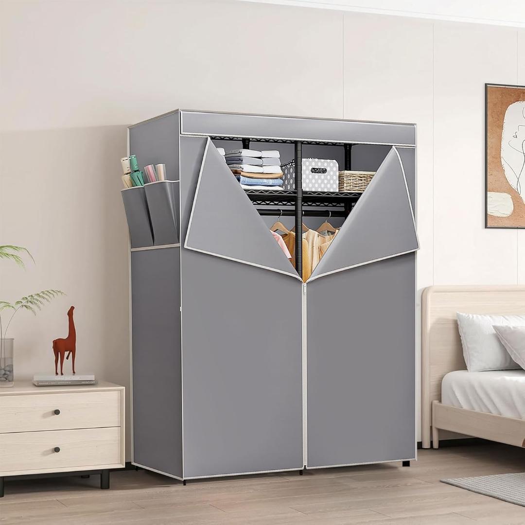 ワードローブ カバー付き ハンガーラック 頑丈 高さ176cm