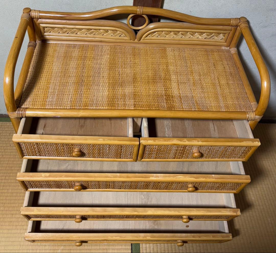 ラタン製 4段チェスト タンス 収納 家具