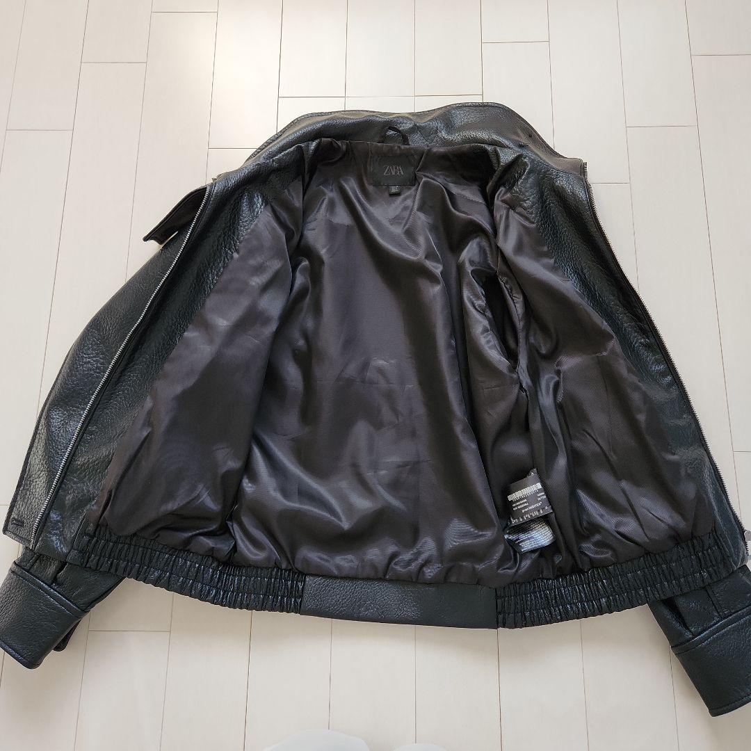 【ZARA】ザラ　フェイクレザージャケット　ブラック　XS