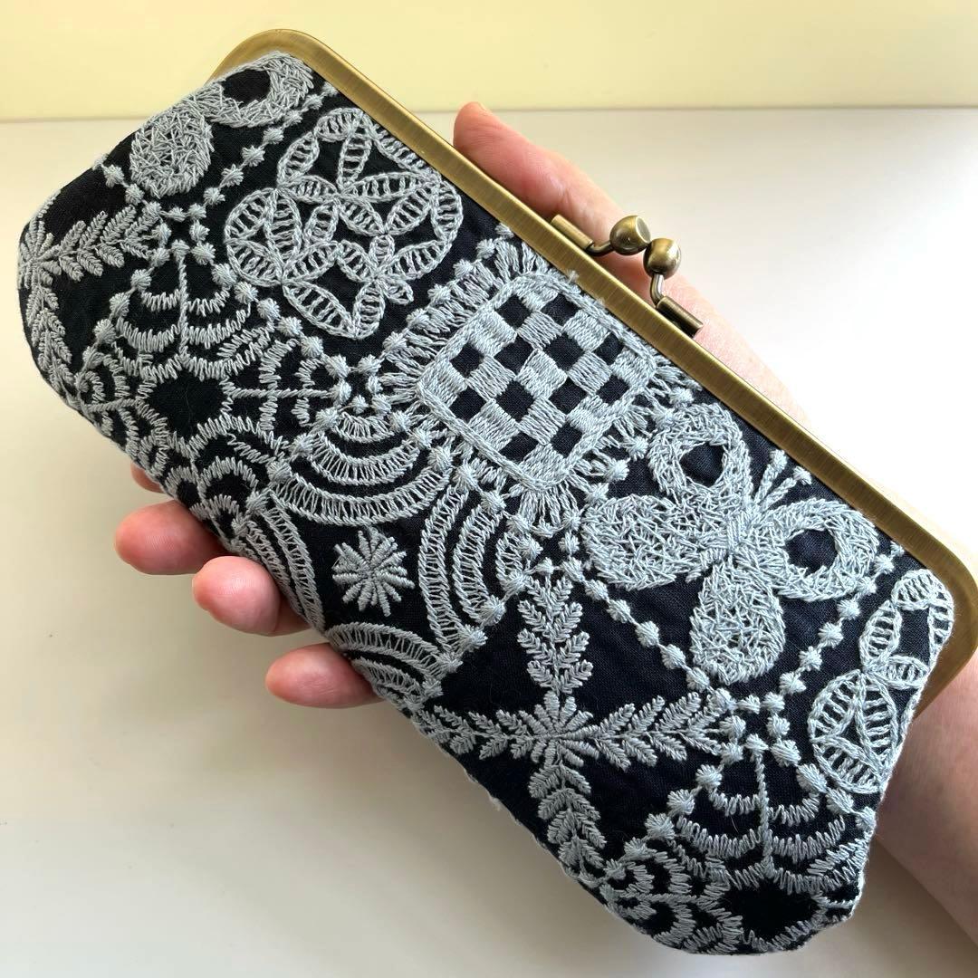 ハンドメイド　がま口長財布　ミナペルホネン　forest tile