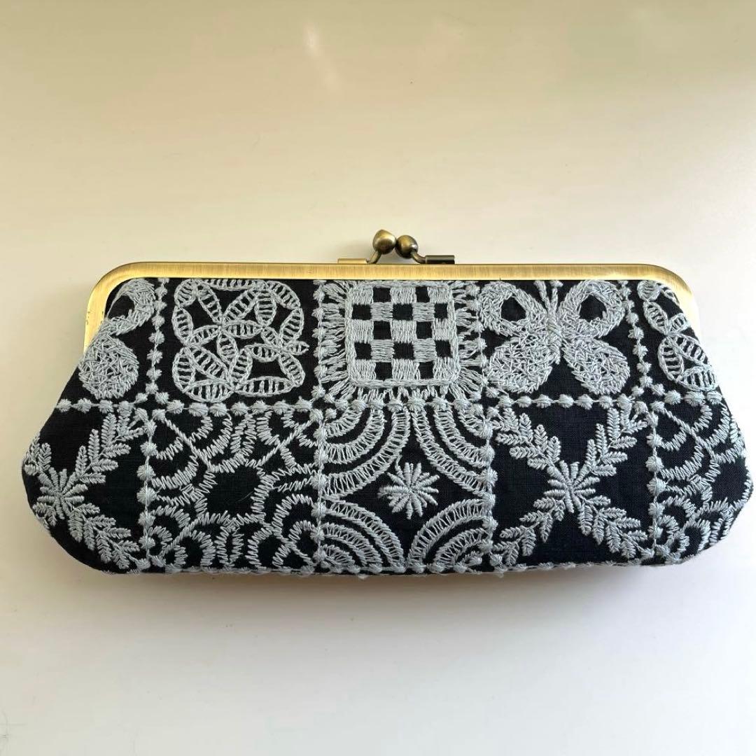 ハンドメイド　がま口長財布　ミナペルホネン　forest tile