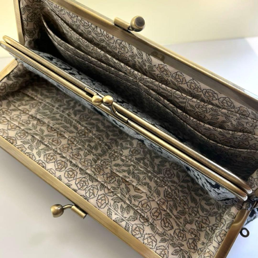 ハンドメイド　がま口長財布　ミナペルホネン　forest tile