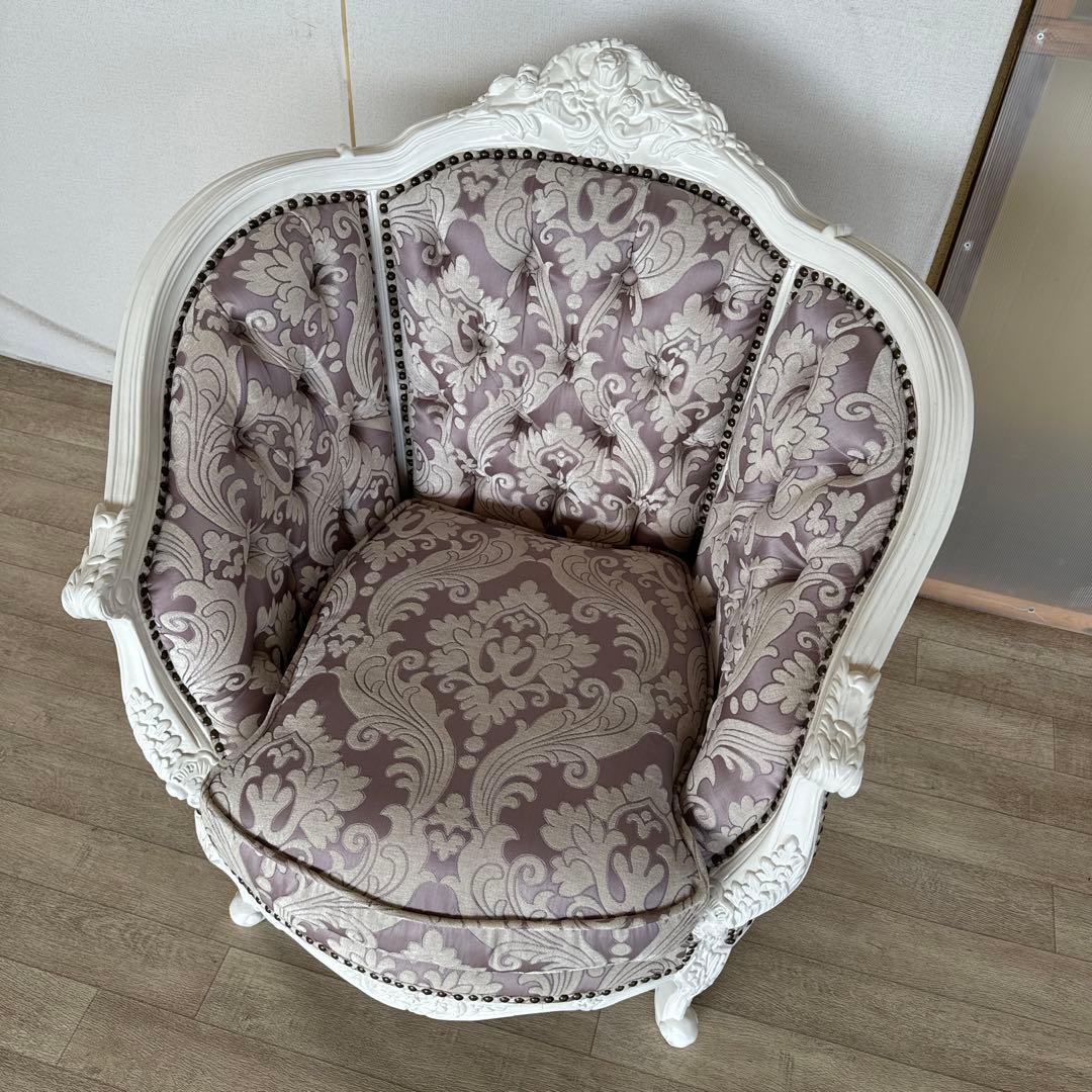 イタリア　白家具　ソファ　1人掛け　シングルソファ　クラシック