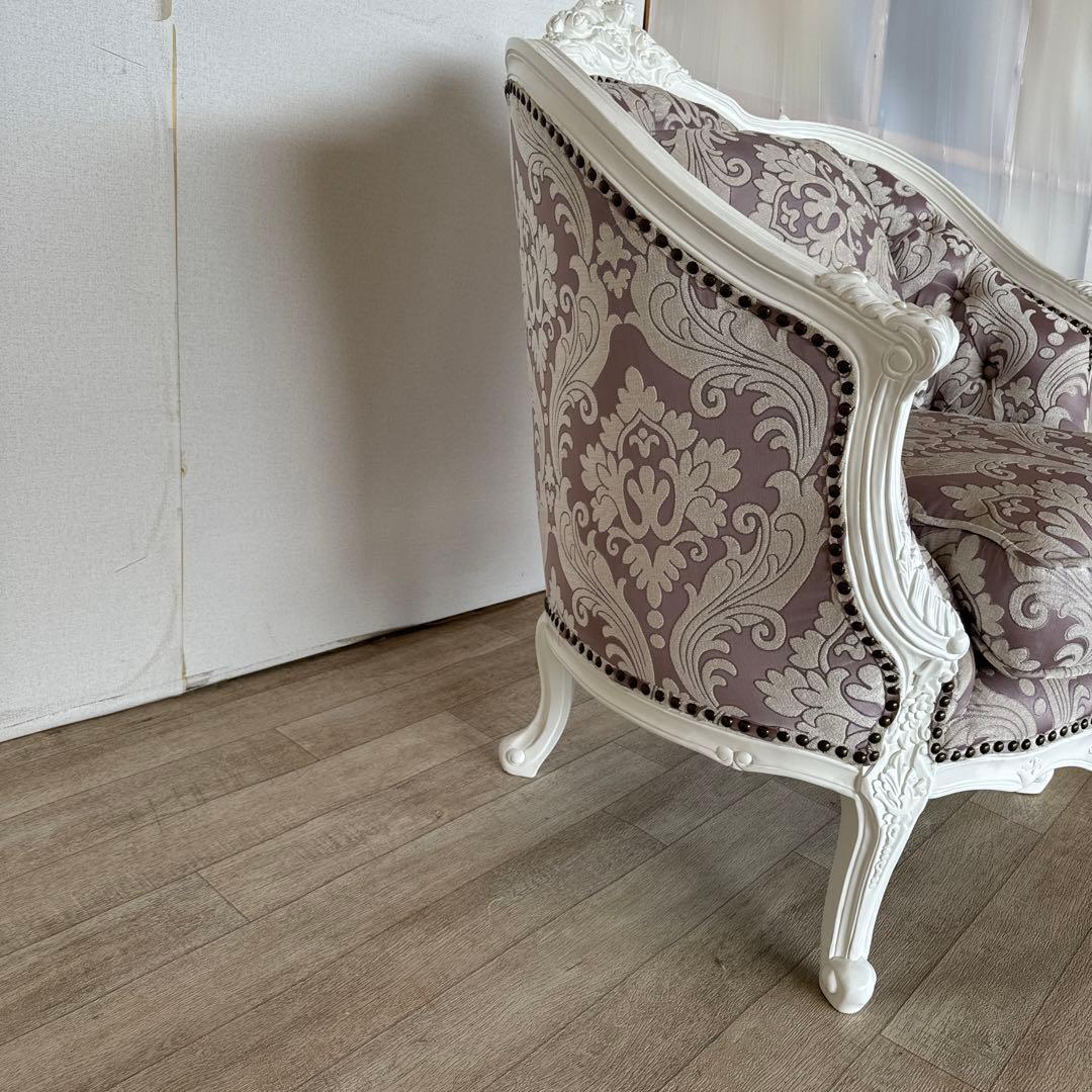 イタリア　白家具　ソファ　1人掛け　シングルソファ　クラシック