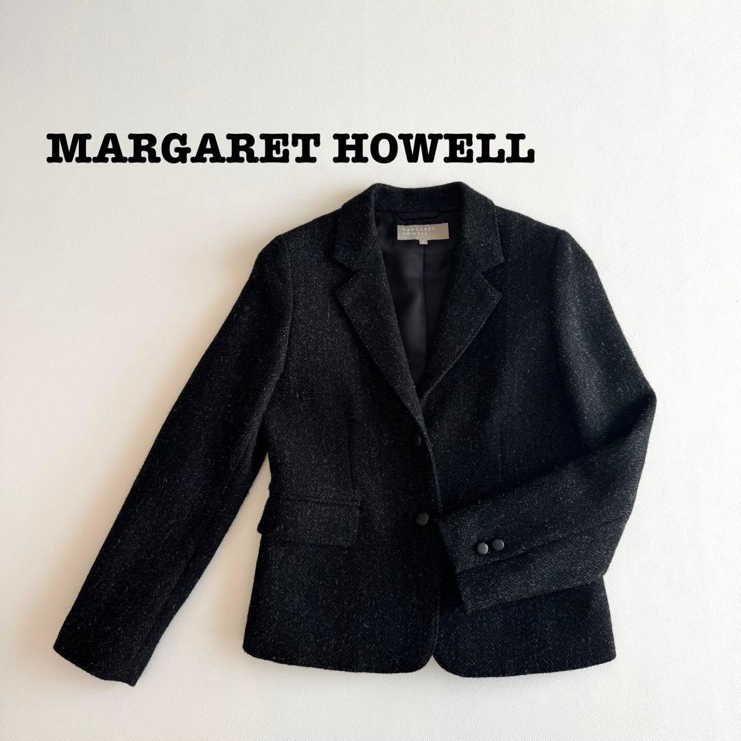 美品☺️マーガレットハウエルテーラードジャケット ハリスツイード黒系Mサイズ