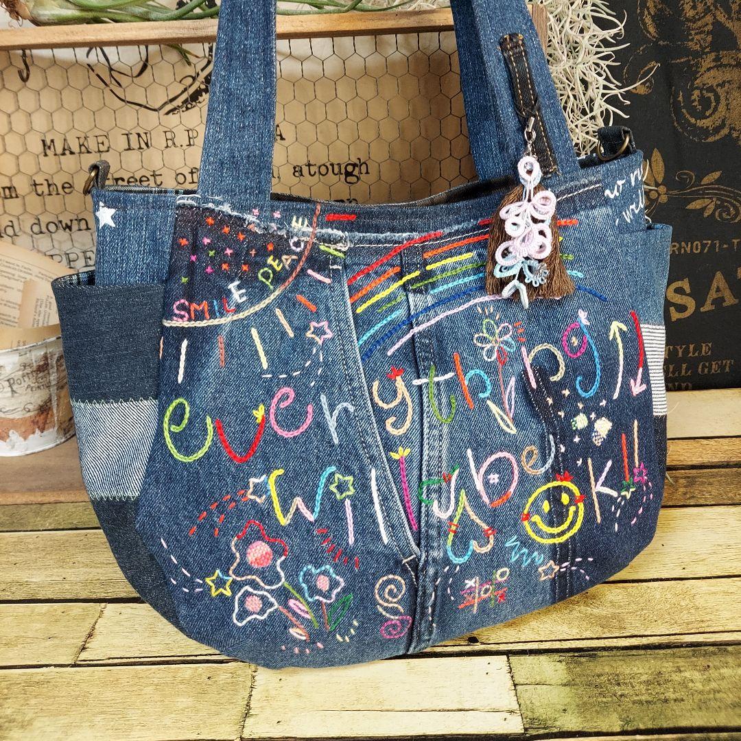 【kamekichi1113】刺繍バック　No.647　ショルダーベルト