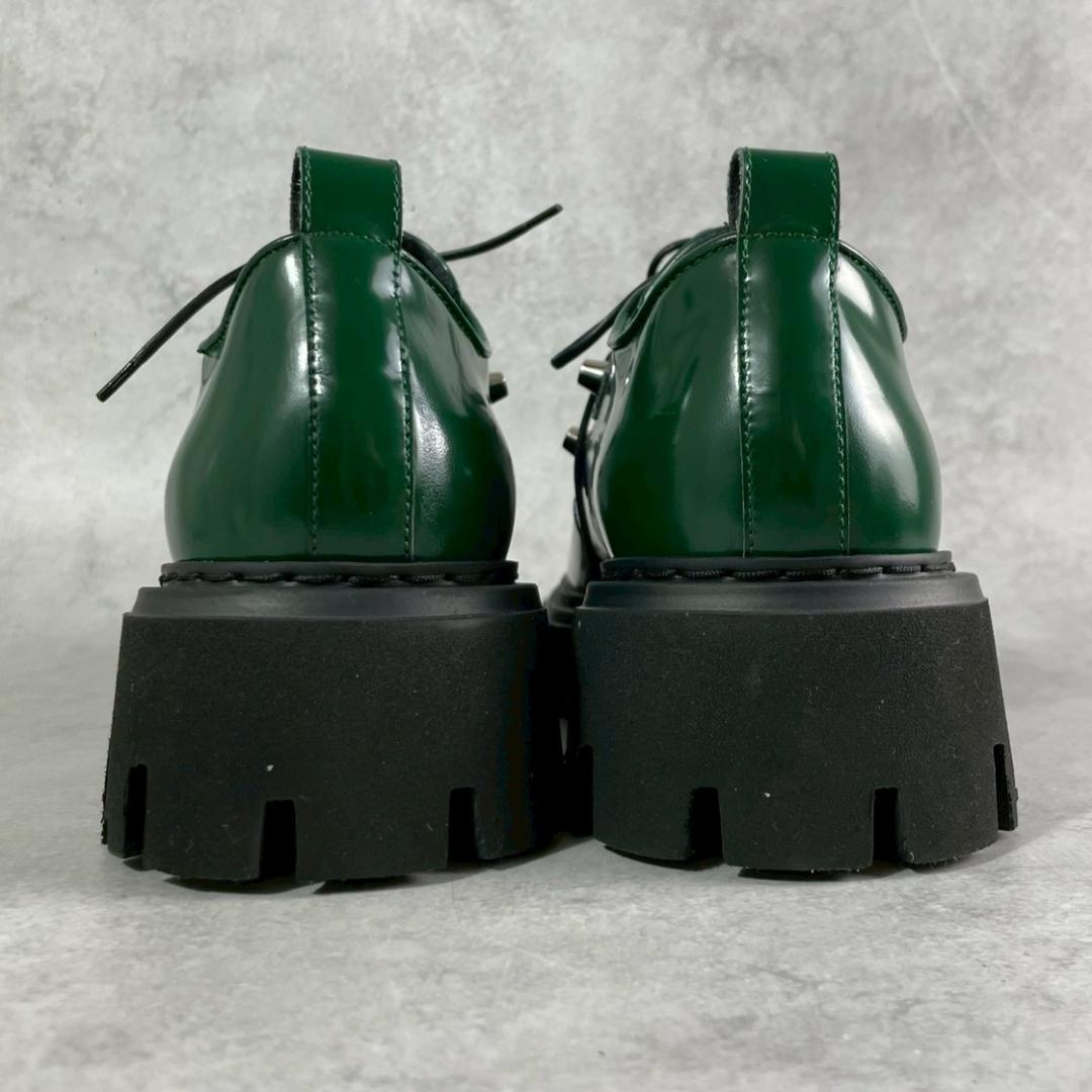 未使用　N21　スタッズ　厚底　ダービー　レザー　レースアップ　グリーン　緑