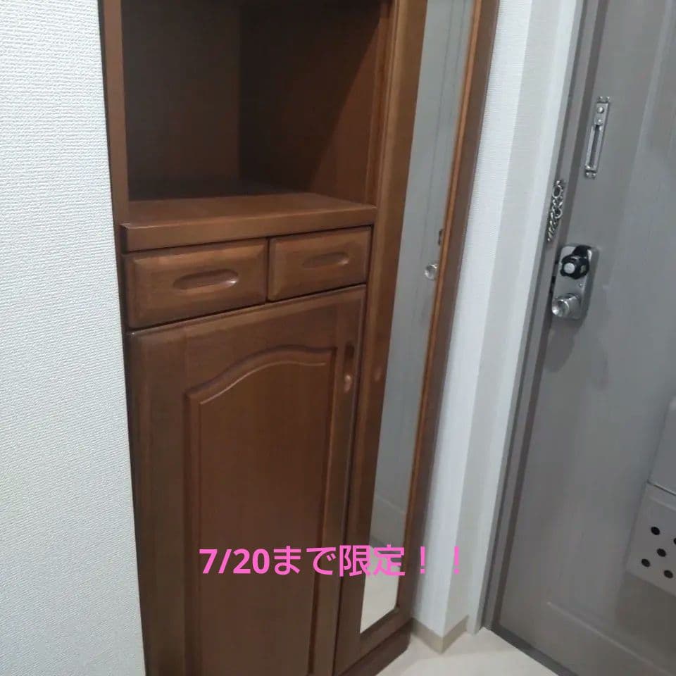 ブラウン シューズラック 引き出し付き ミラー付き(たのめる便送料込み)