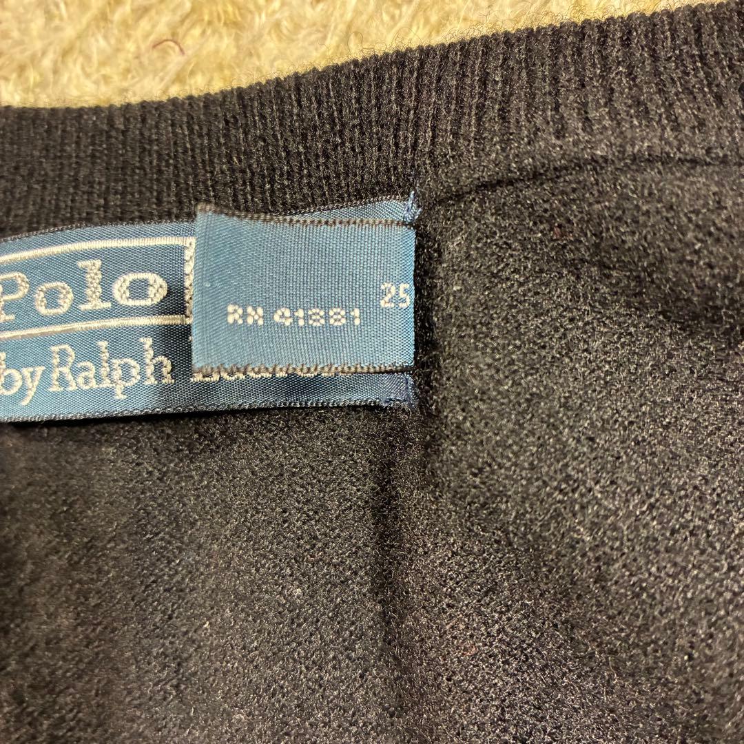 美品　90s　ポロバイラルフローレン　Vネック　セーター　ラムウール　ブラック