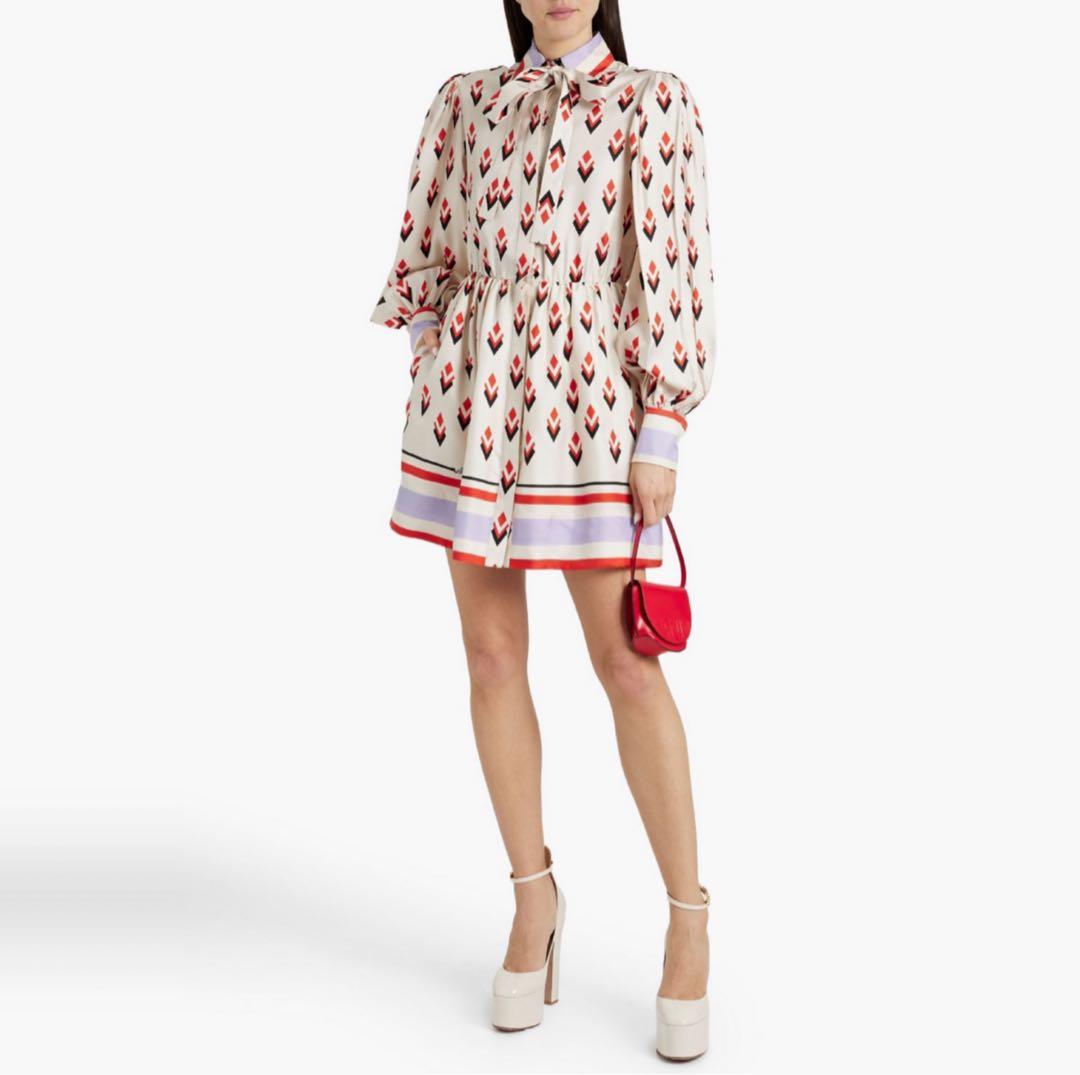 ヴァレンティノ ガラヴァーニ　プリントシルクドレス　36