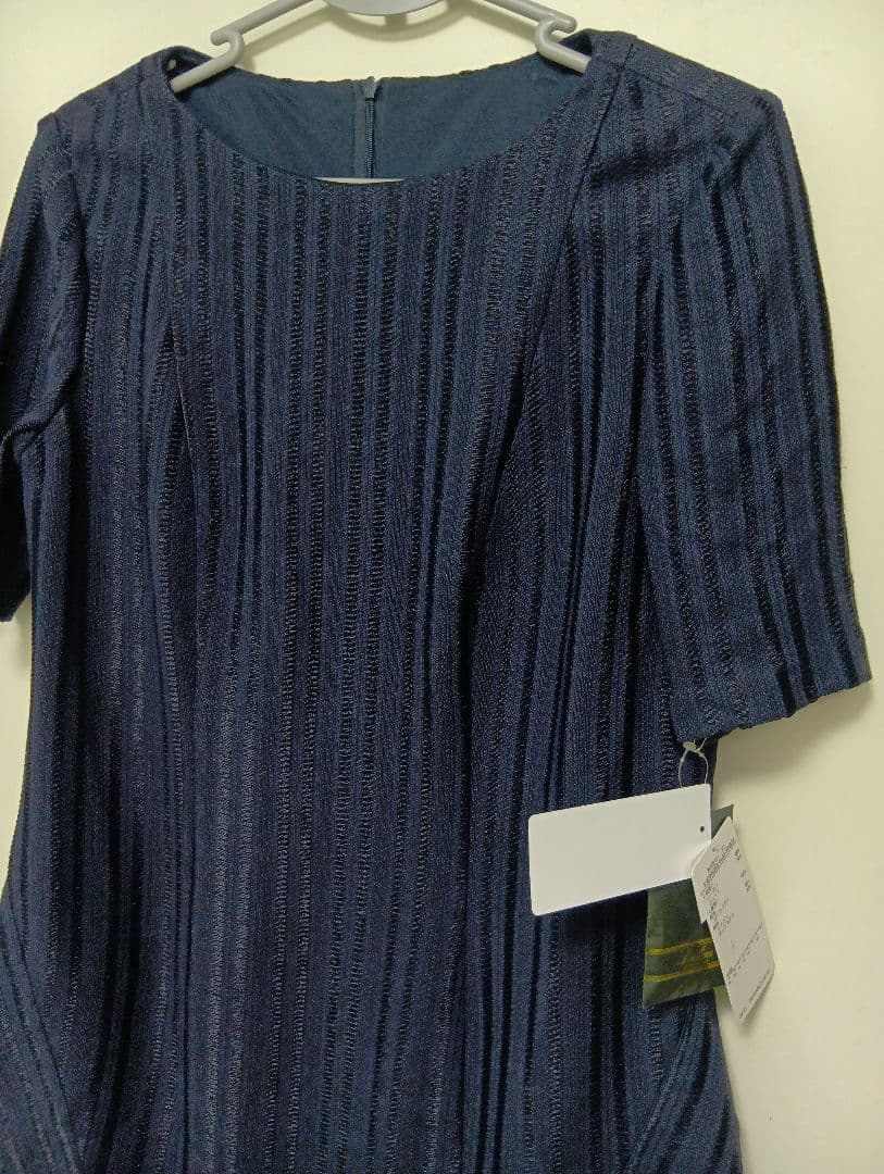 タグ付き新品　Leilian レリアン レイヤード風膝丈ワンピース　ネイビー11