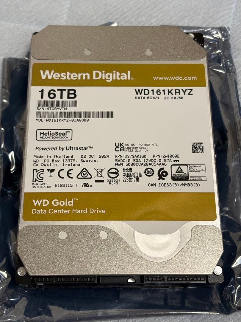 内蔵型ハードディスクドライブ Western Digital WD Gold 16TB HDD