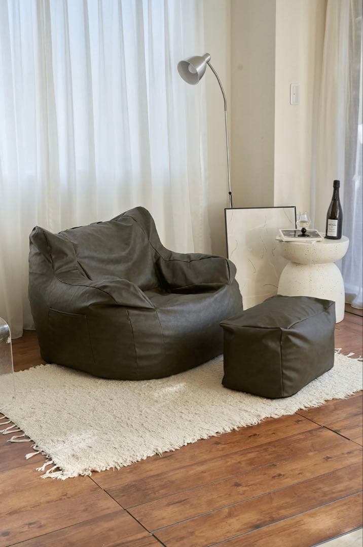 【kkkさん専用】Loosy 1人掛けビーズソファ マットカーキ