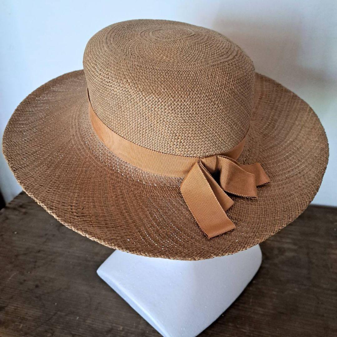 アンティーク　本パナマ帽　ハット　帽子　ヴィンテージ　レトロ　おすすめ品　美品
