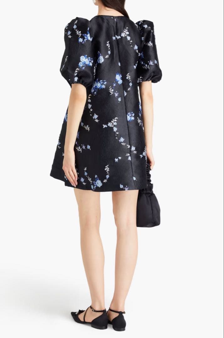 GANNI フローラルジャカード ミニワンピース メタリック　DE34