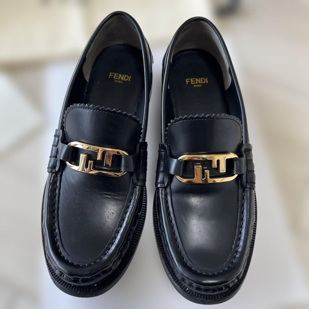 【レシート付】フェンディオーロック★ローファーゴールドサイズ35★22.5センチ