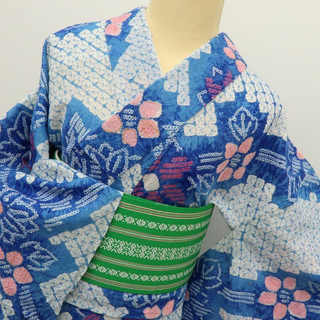 有松鳴海絞り 洗える夏着物 高級浴衣 着物 A3349