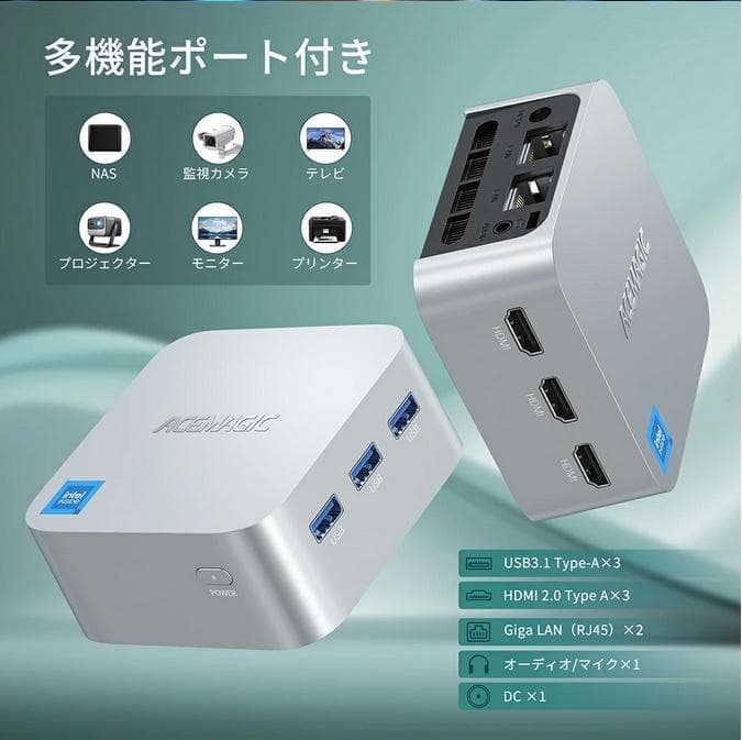 【新品】 ACEMAGIC ミニPC N100 メモリ16GB SSD512GB