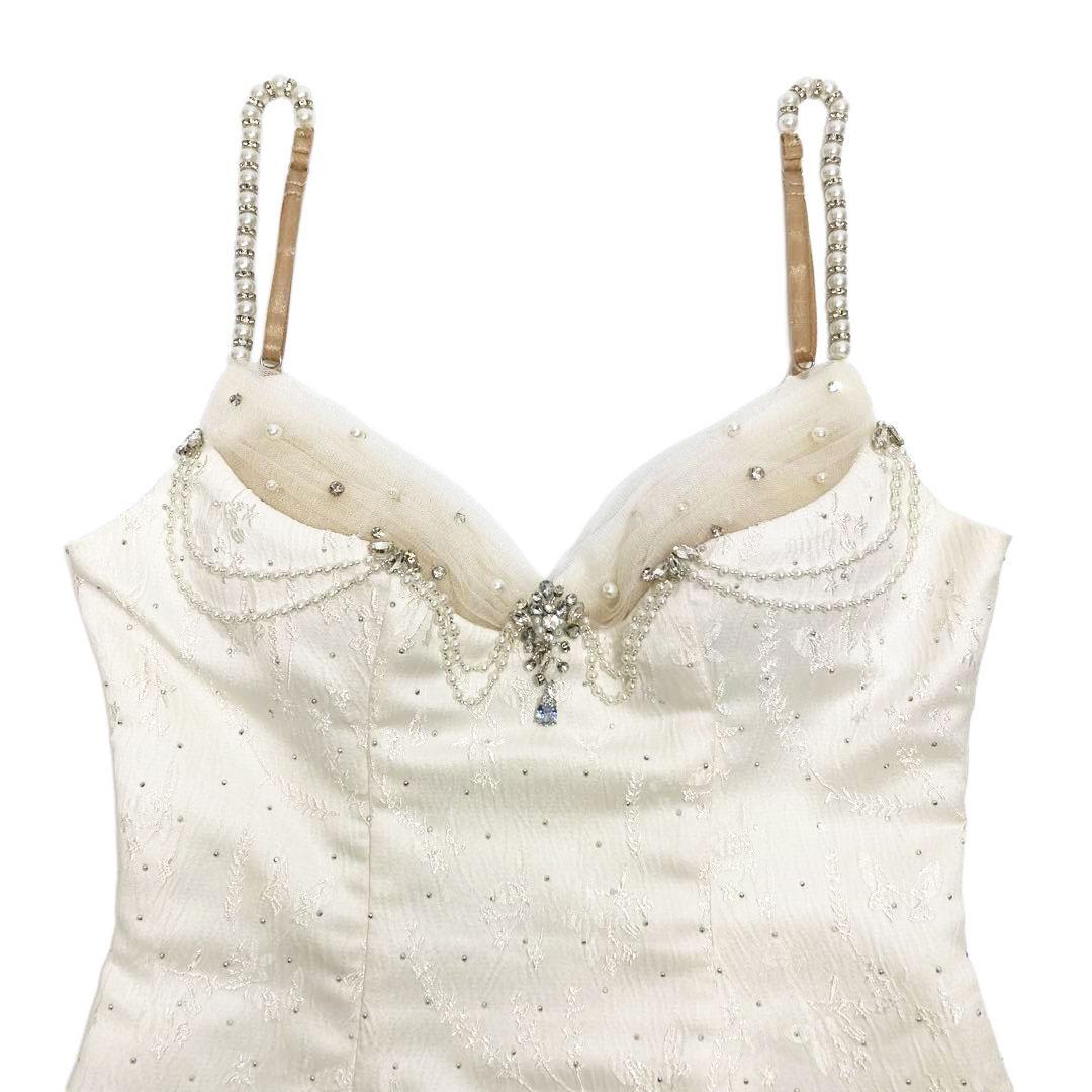 AngelR エンジェルアール パールチェーン ビジュー マイクロミニドレス