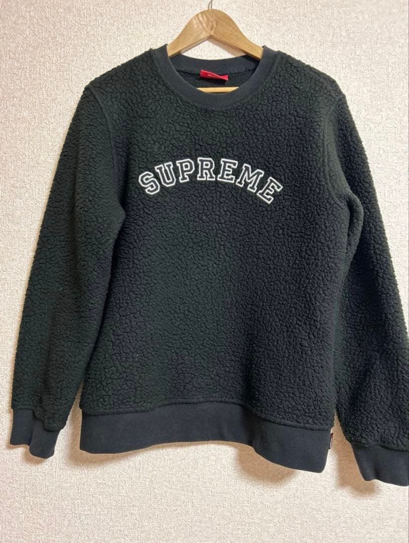 supreme polartec deep pile crewneck ブラック