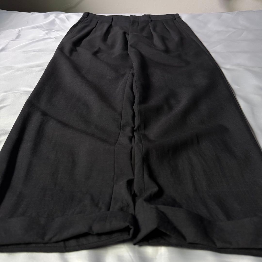 00s BURBERRY モヘア混 チャコール ツータック ワイドスラックス