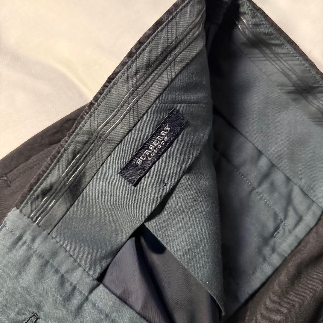 00s BURBERRY モヘア混 チャコール ツータック ワイドスラックス
