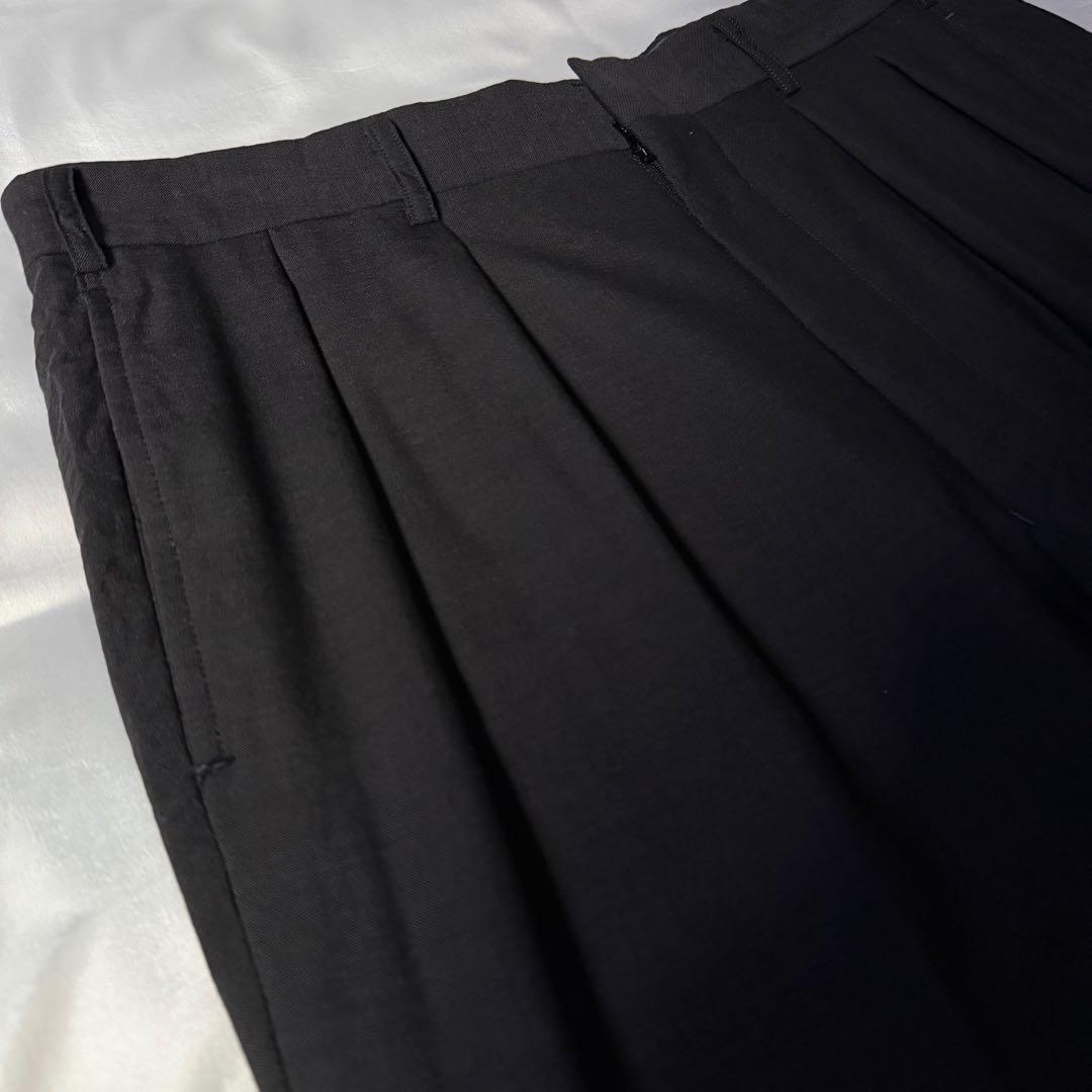 00s BURBERRY モヘア混 チャコール ツータック ワイドスラックス