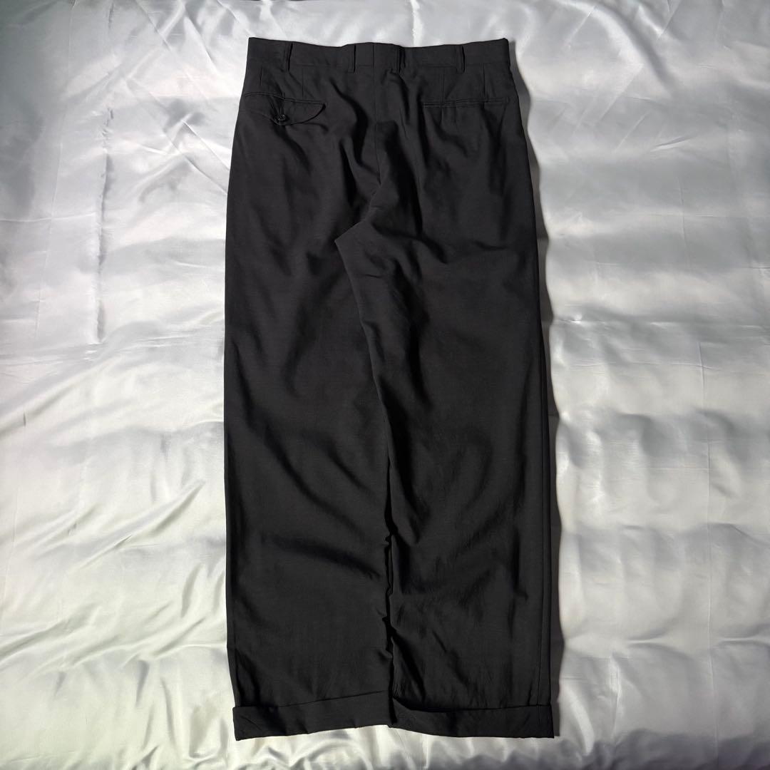 00s BURBERRY モヘア混 チャコール ツータック ワイドスラックス