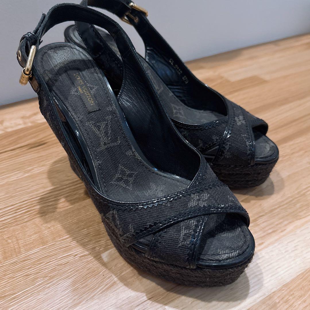 LOUIS VUITTON モノグラムデニム サンダル ウェッジソール