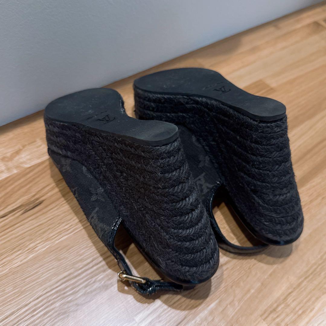 LOUIS VUITTON モノグラムデニム サンダル ウェッジソール