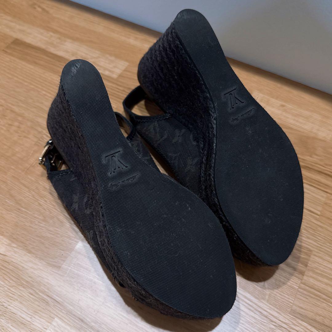 LOUIS VUITTON モノグラムデニム サンダル ウェッジソール
