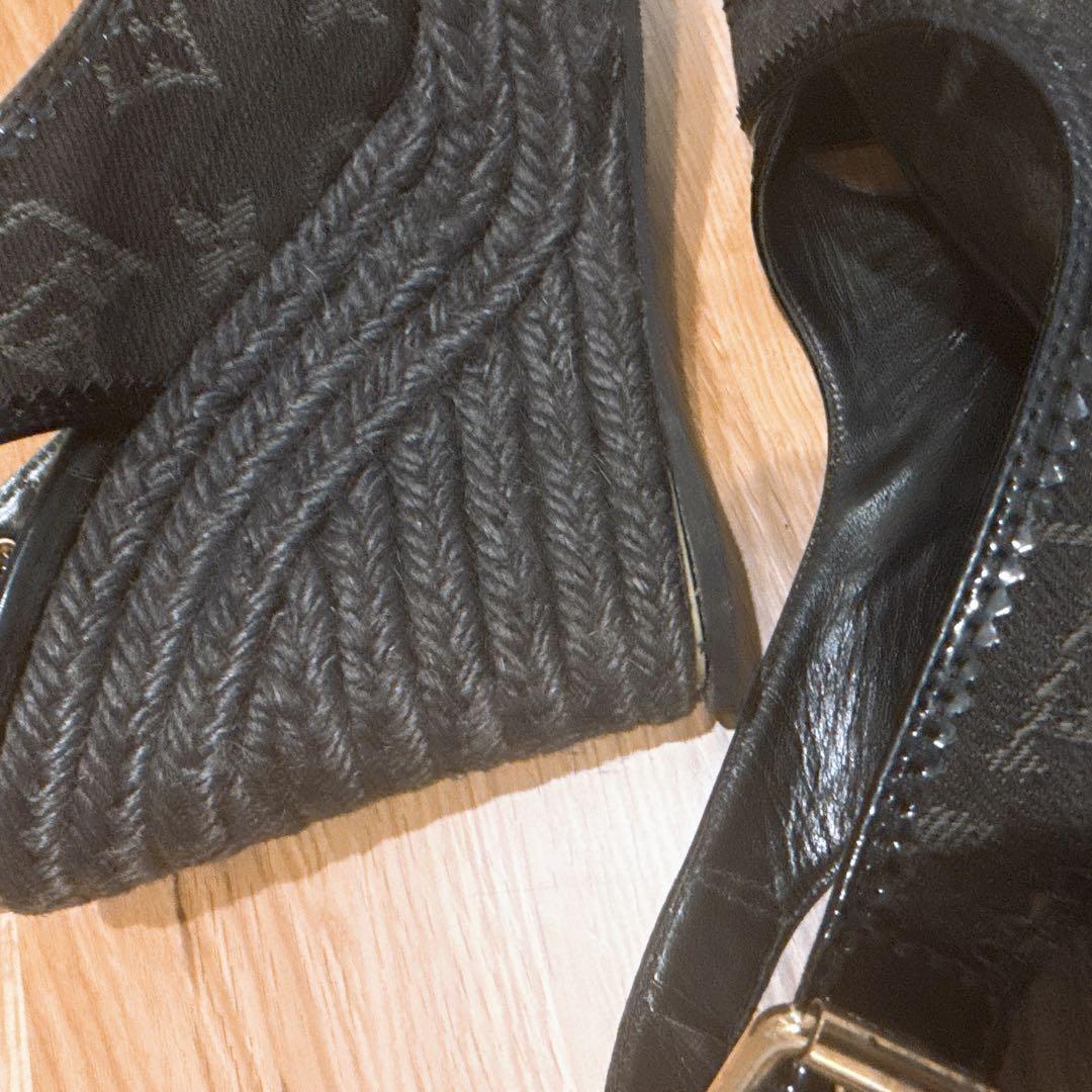 LOUIS VUITTON モノグラムデニム サンダル ウェッジソール