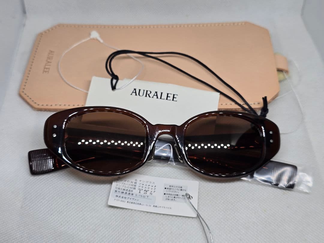 AURALEE ブラウン オーバルサングラス 49-22-146