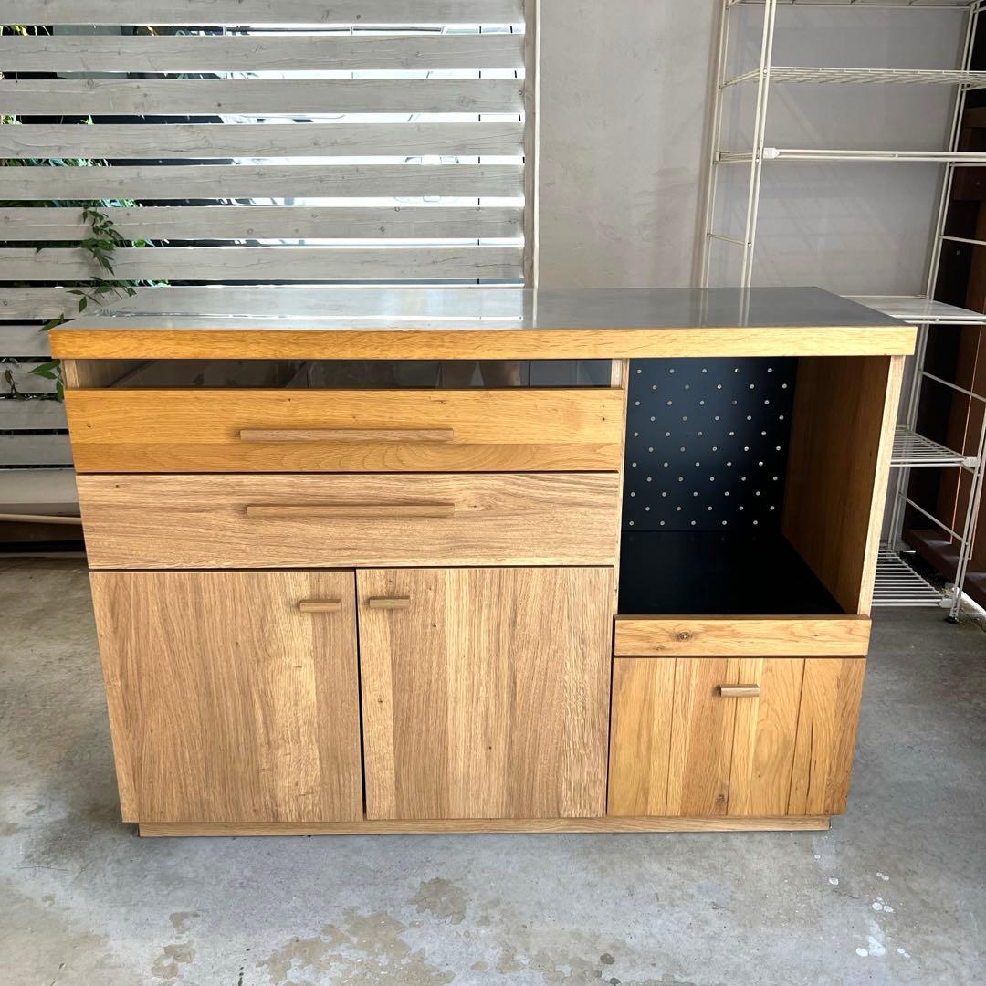 【けん】キッチンカウンター 食器棚北欧風 東馬 大川家具 OCTA120