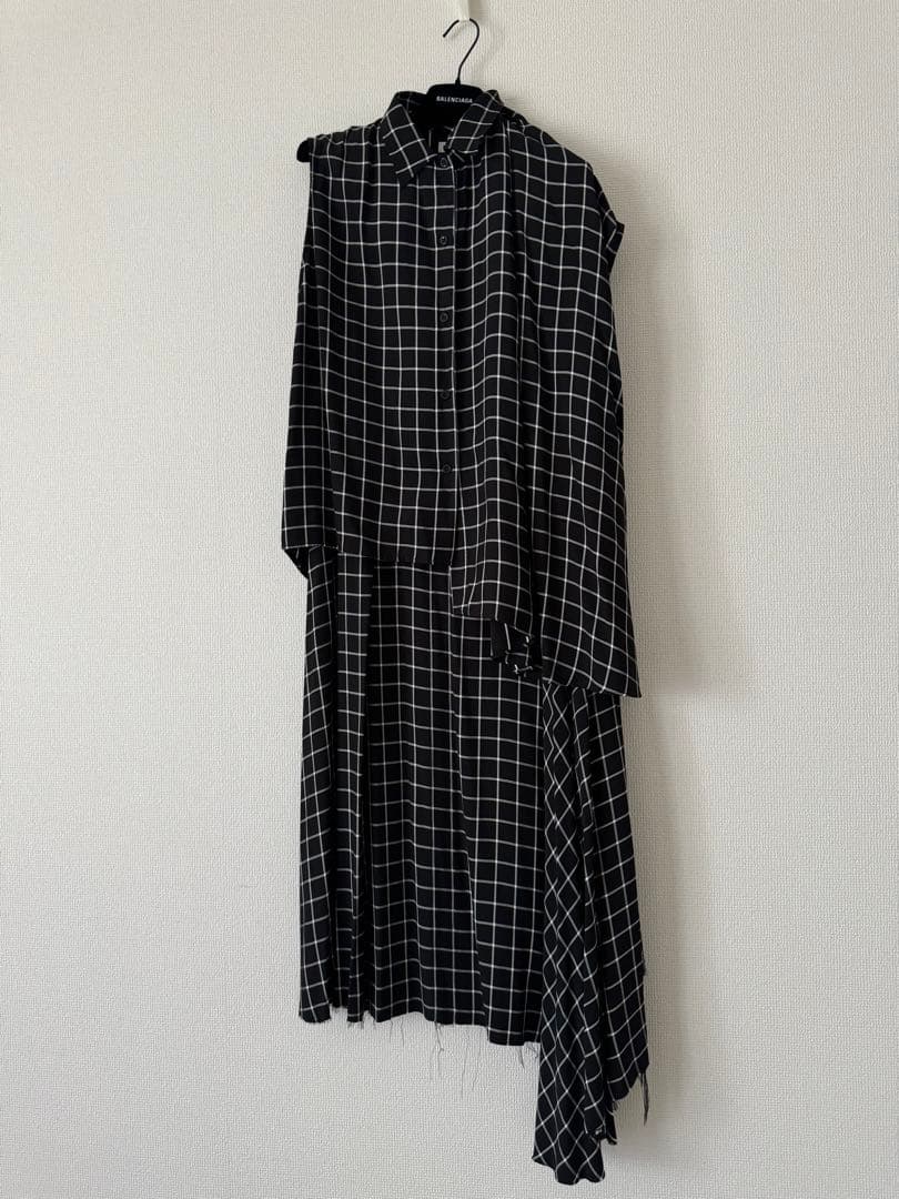 c*y様 BALENCIAGA アンサンブルチェックアシンメトリーロングワンピー