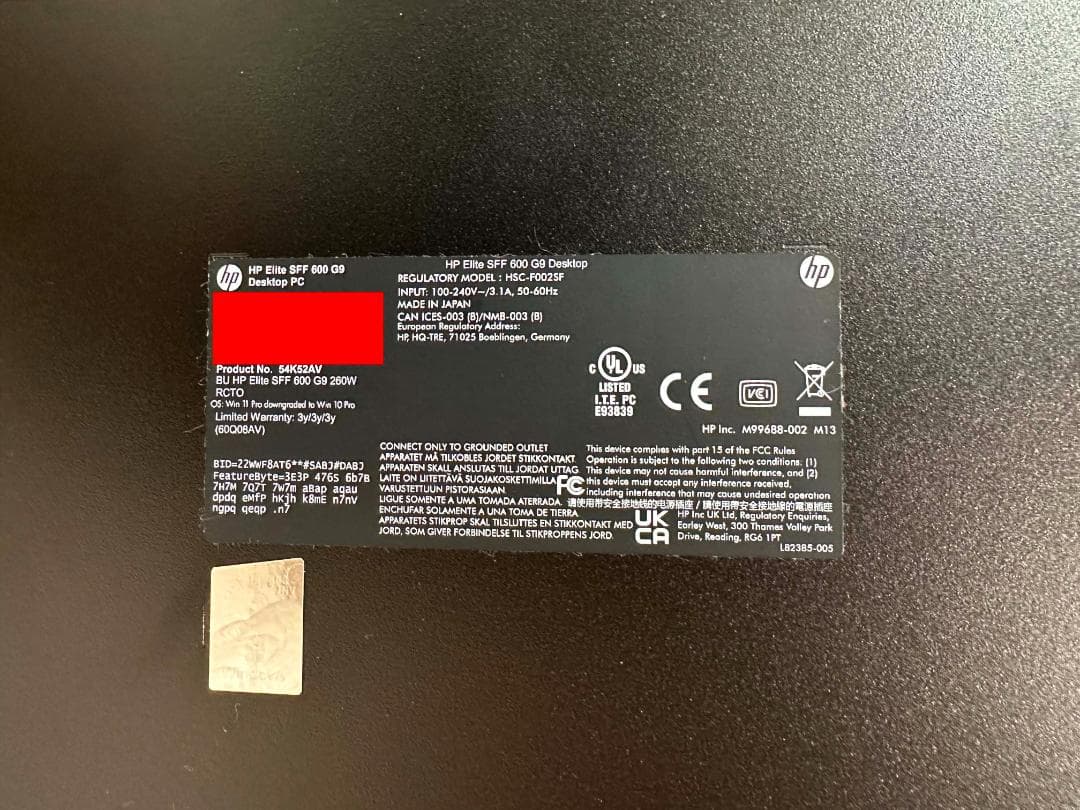 【ジャンク】hp EliteDesk 600 G9 SFF i3-12100