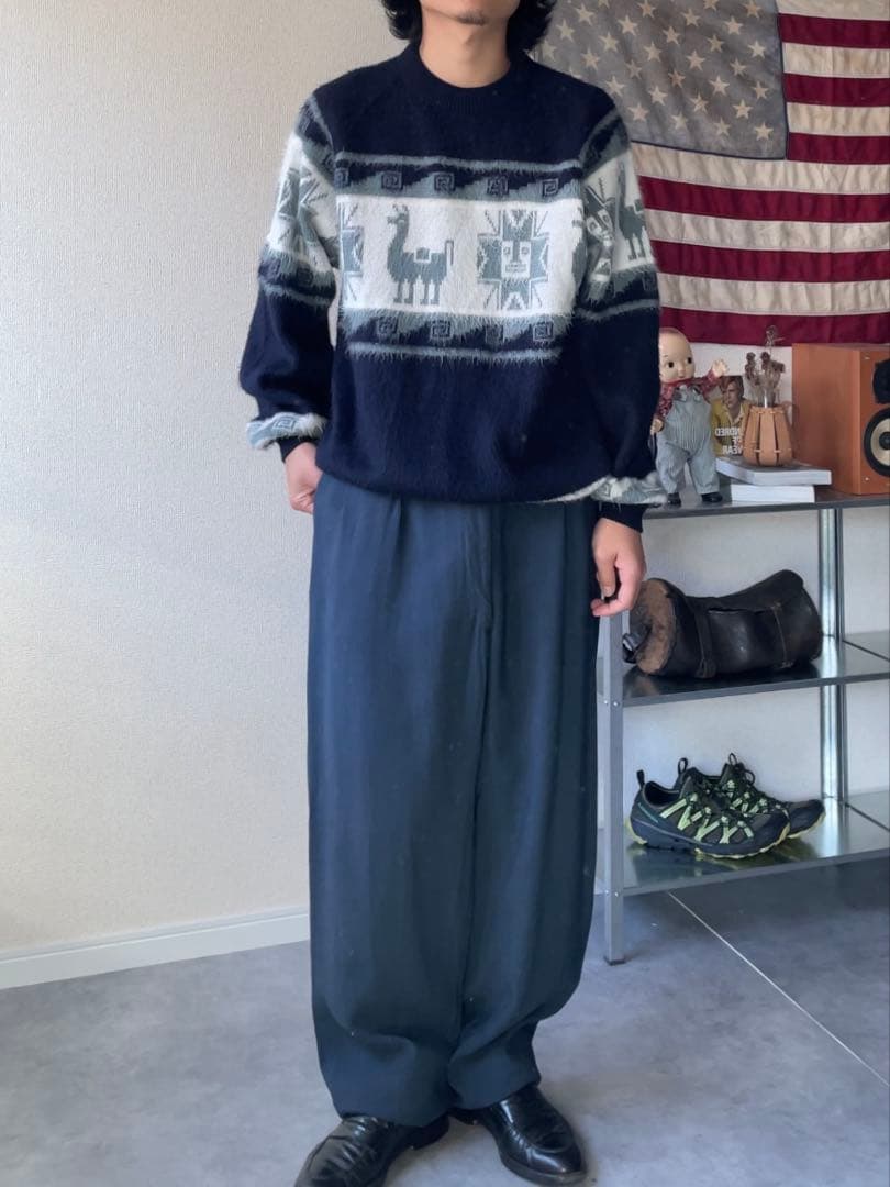 古*◯様 極太 50s リネン スラックス ネップ ギャバ ロカビリー