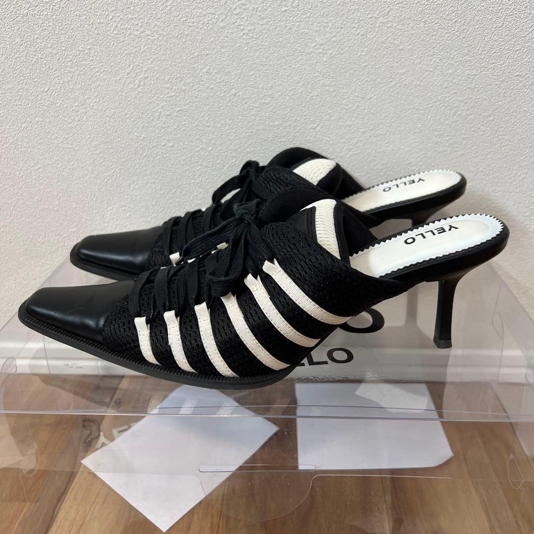 【超美品】YELLO ミュール　モノクロ　スニーカーミュール　2XL 26.5