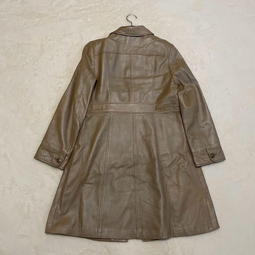 BALMAIN バルマン ラムレザー 羊革 Aライン ロングコート 金ボタン L