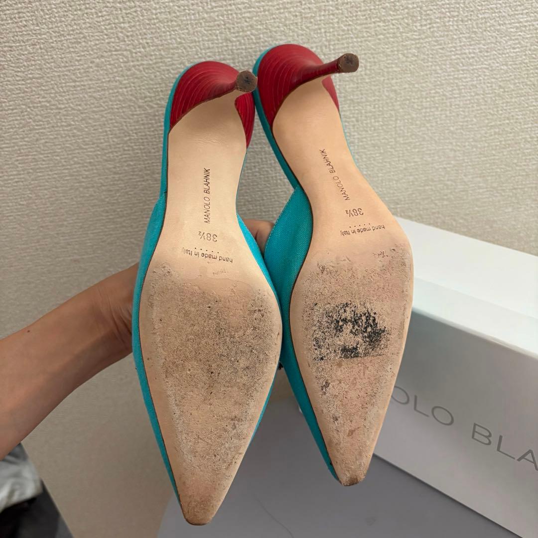 MANOLO BLAHNIKターコイズブルーミュールR46