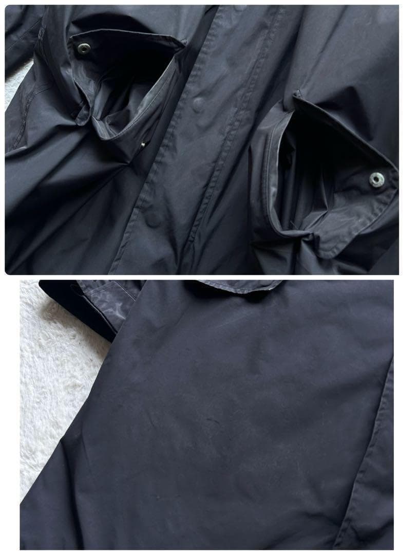 バーバリーブラックレーベル モッズコート 裏地チェック ライナー ファー 黒 L