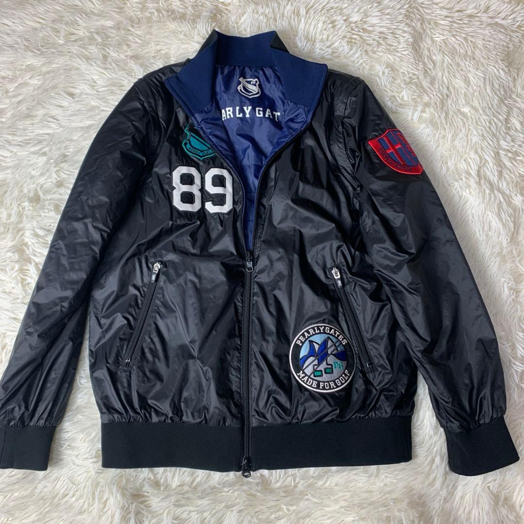 パーリーゲイツ 4WAY リバーシブル ジャケット 黒 ネイビー サイズ2