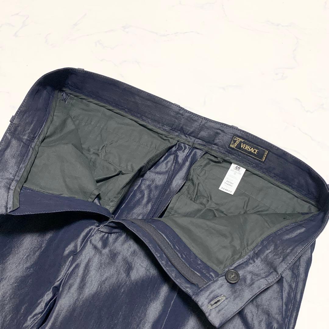 希少 ヴェルサーチ スーツ セットアップ メデューサ ブルー 48 光沢感