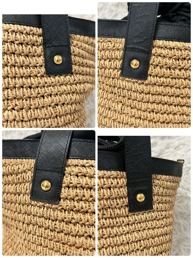 未使用級✨バーバリーブルーレーベル かごバッグ トートバッグ ストロー