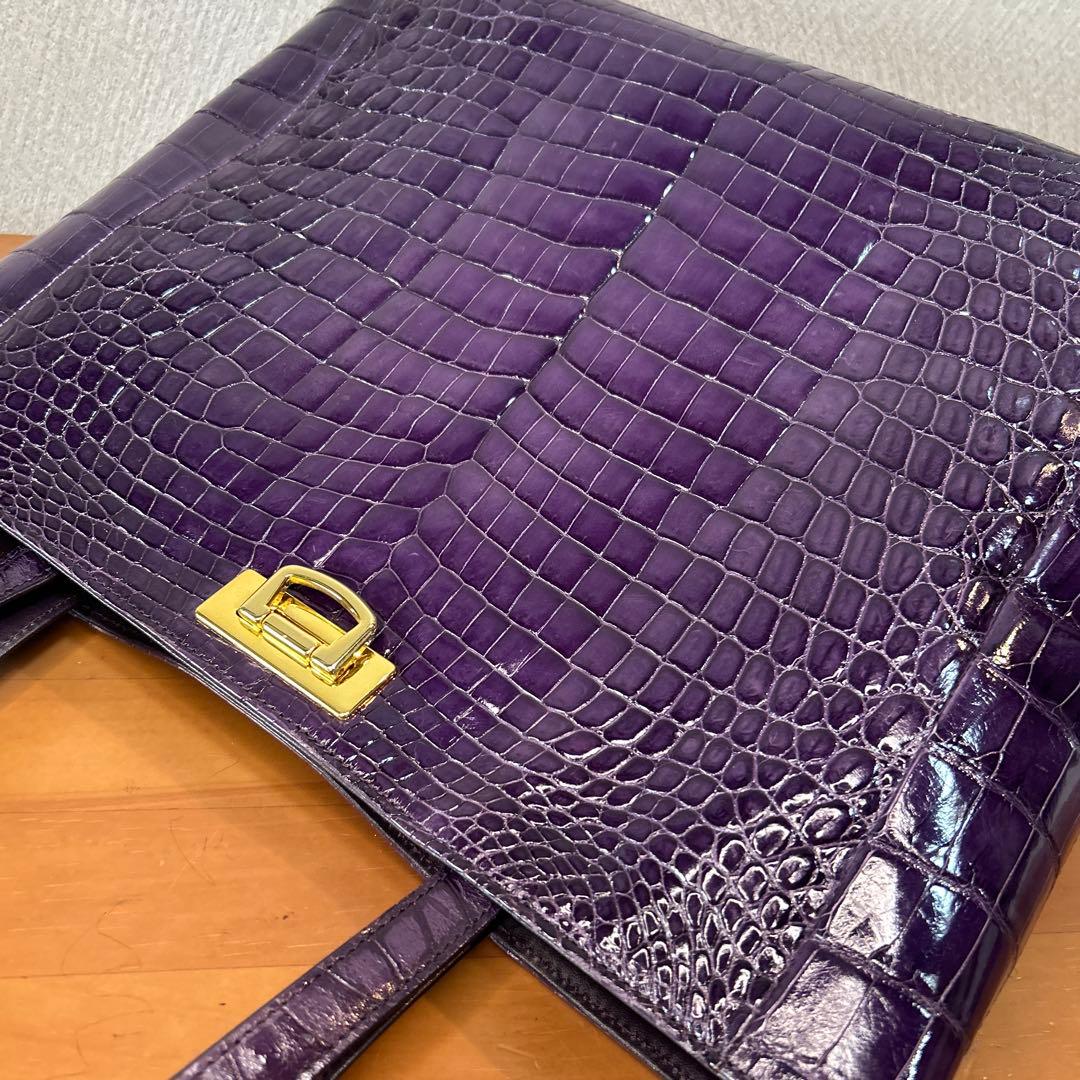 パープル クロコダイル　バッグ
