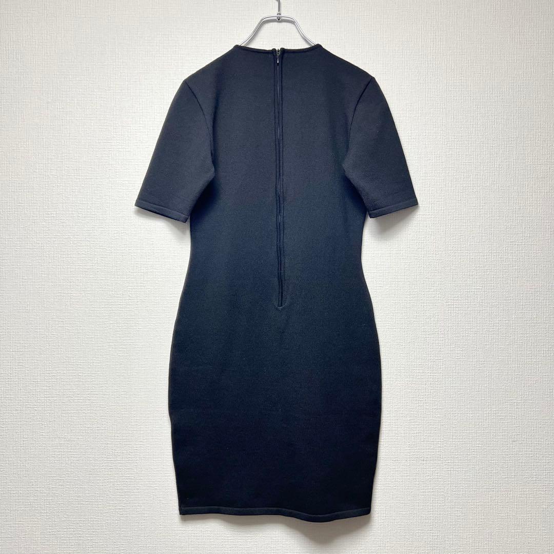 クリスチャンディオール ガリアーノ期 膝丈フォーマルワンピース ウール 黒 40