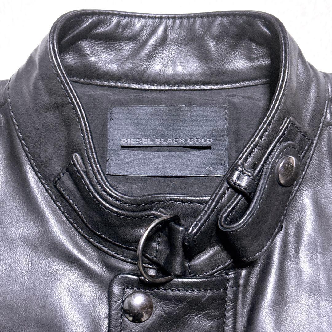 【新品未使用】ディーゼル ブラックゴールド ライダース シングル ブルレザー L