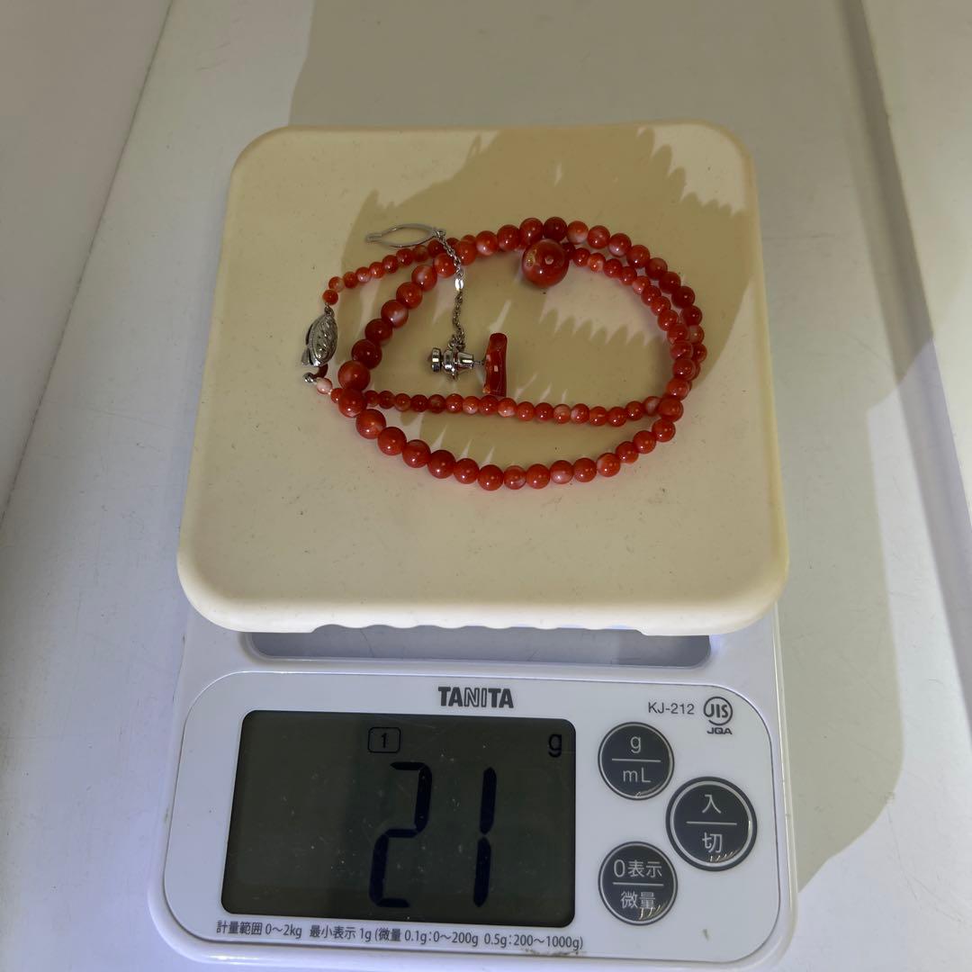 本血赤珊瑚　玉ネックレス、玉等　21g 東Y8-0129☆2Fトヒオ